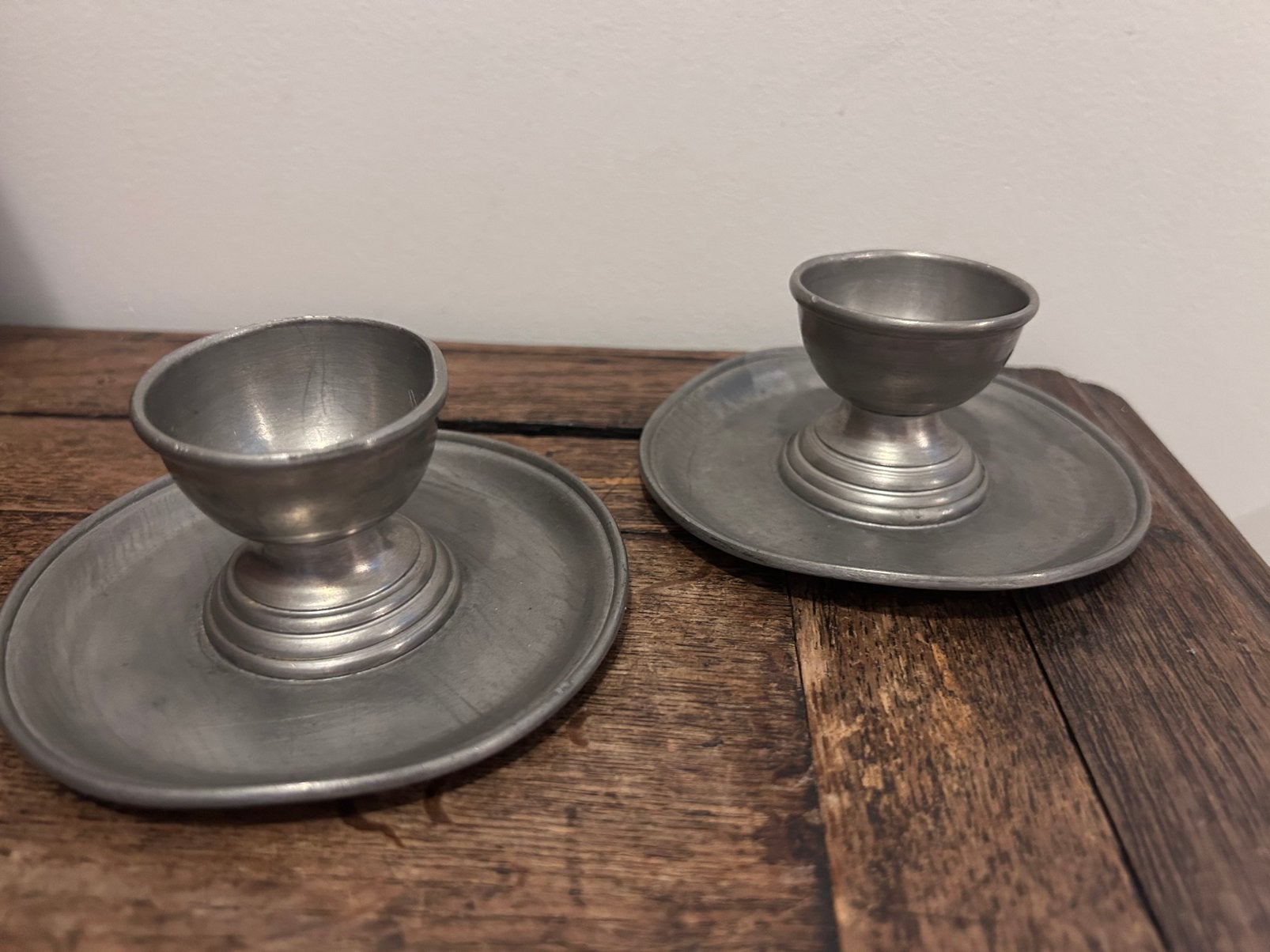2 tinnen eierdopjes, Antiek en Kunst, Ophalen