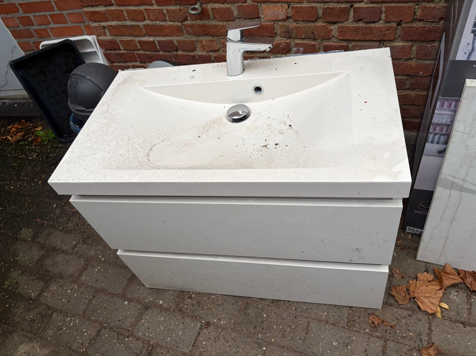 Meuble de salle de bain Ikea avec lavabo blanc, Enlèvement, Utilisé, Meuble lavabo