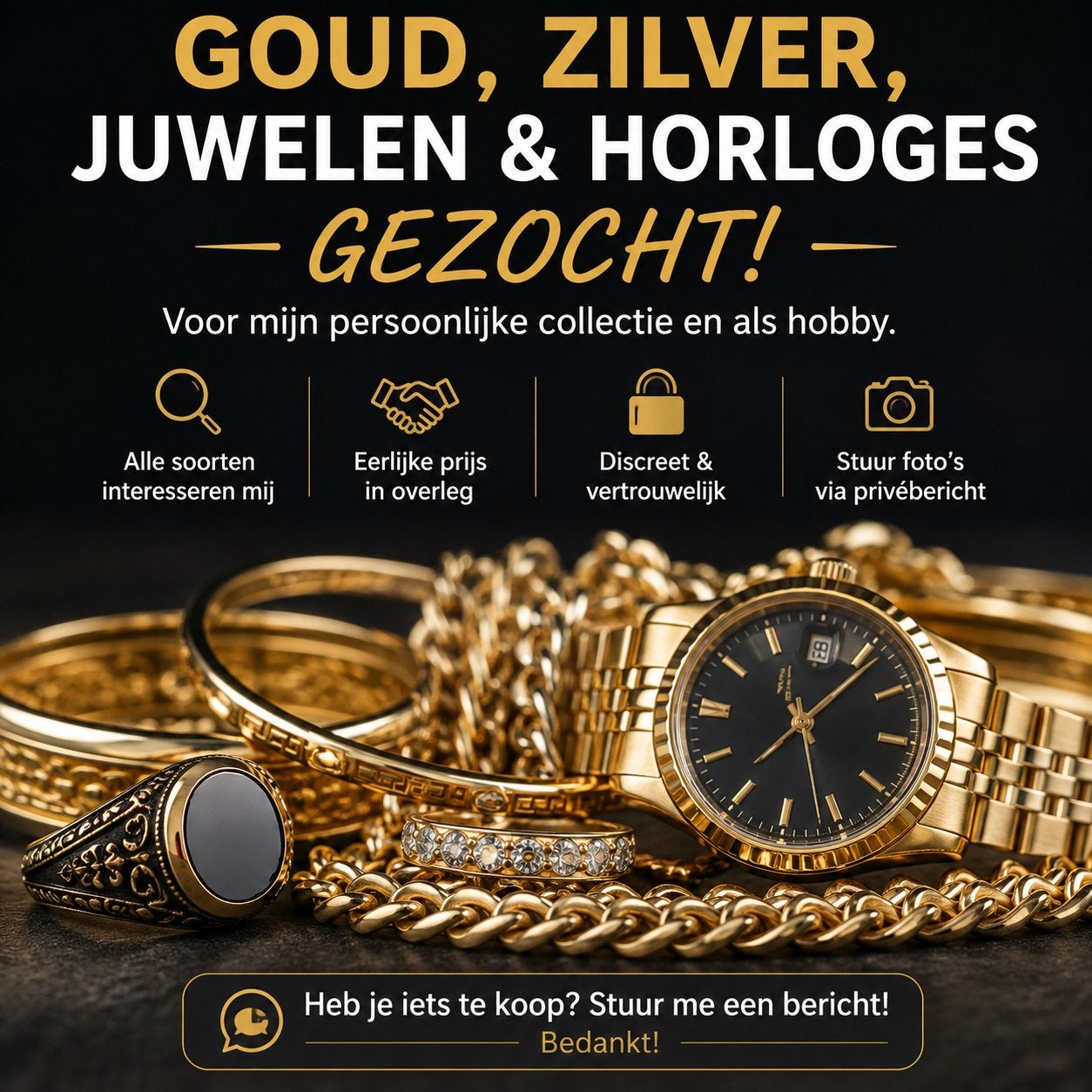 GOUD, ZILVER, JUWELEN & HORLOGES GEZOCHT, Ophalen, Zo goed als nieuw