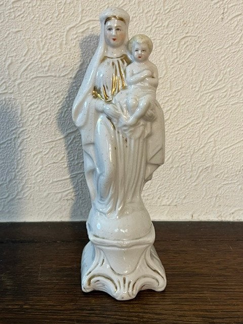 Statuette ancienne en porcelaine Vierge Marie avec Jésus, Antiquités & Art, Enlèvement