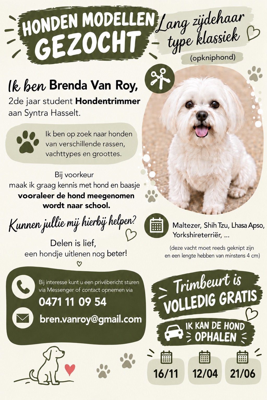 Trimbeurt helemaal gratis!, Dieren en Toebehoren, Januari, Meerdere dieren