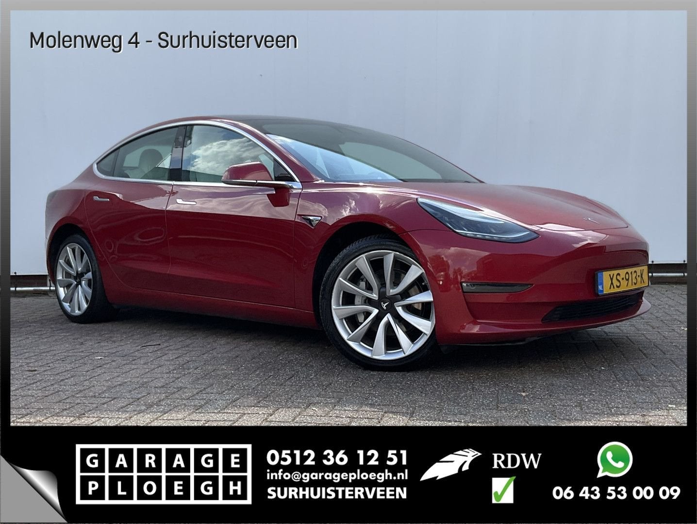 Tesla Model 3 351pk Long Range AWD 75 kWh Incl.BTW Panorama, Autos, Tesla, Rouge, Achat, Entreprise, Berline