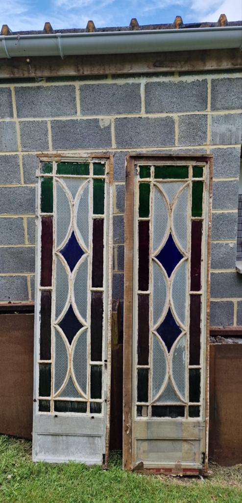 Set van 2 oude glas-in-lood, Doe-het-zelf en Bouw, Ophalen, Glas in lood