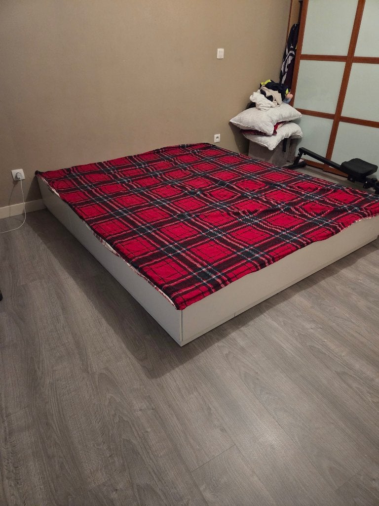 Bed 180 200 (zonder matras), Huis en Inrichting, Slaapkamer | Bedden, Ophalen, Gebruikt, Wit, Tweepersoons