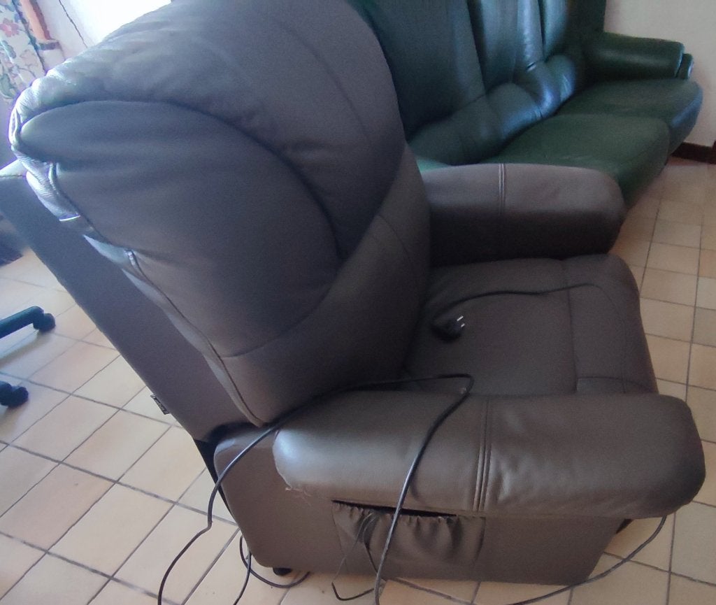 Fauteuil relax électrique cuir, Maison & Meubles, Fauteuils, Utilisé, Cuir, Enlèvement