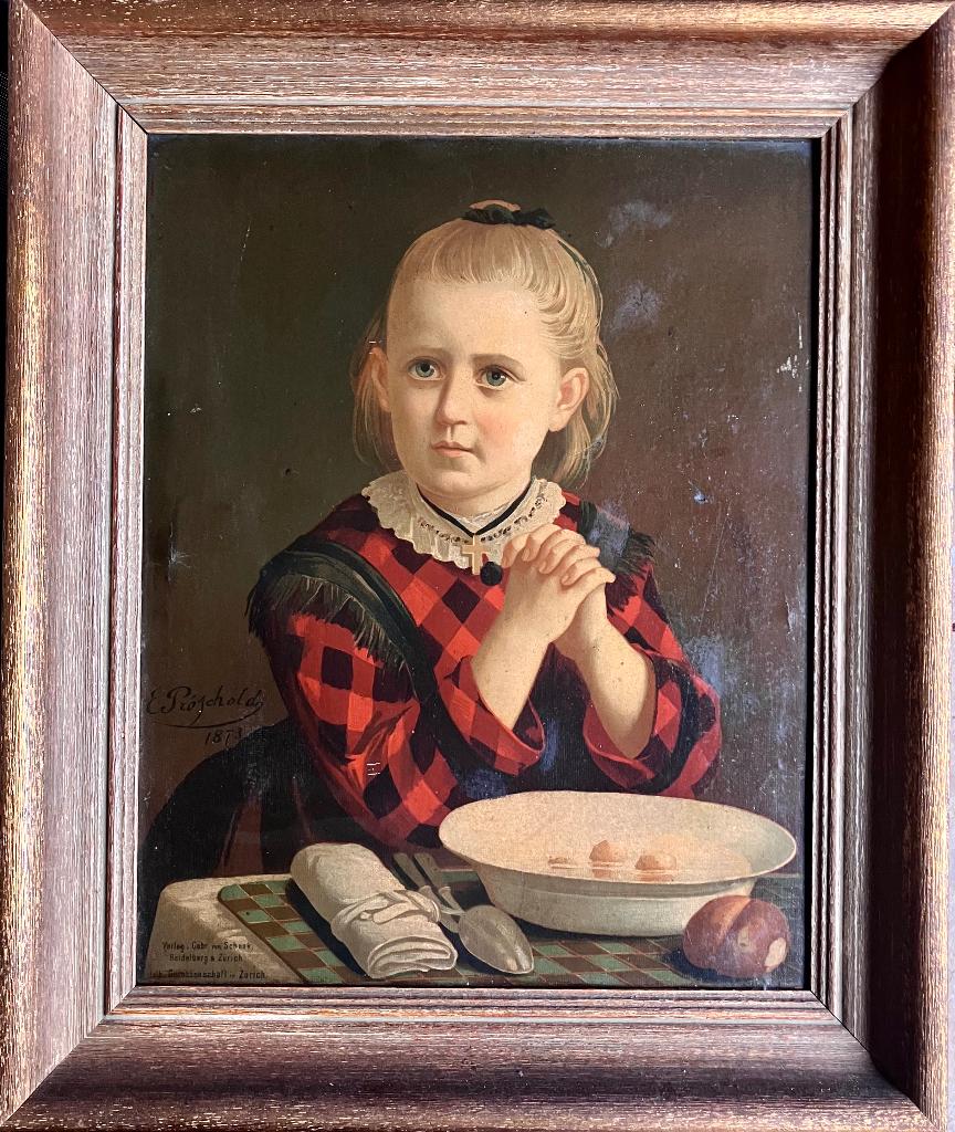 Paire de Tableaux "Le Bénédicité" – E. Pröschold (1872), Antiquités & Art, Art | Peinture | Classique, Enlèvement