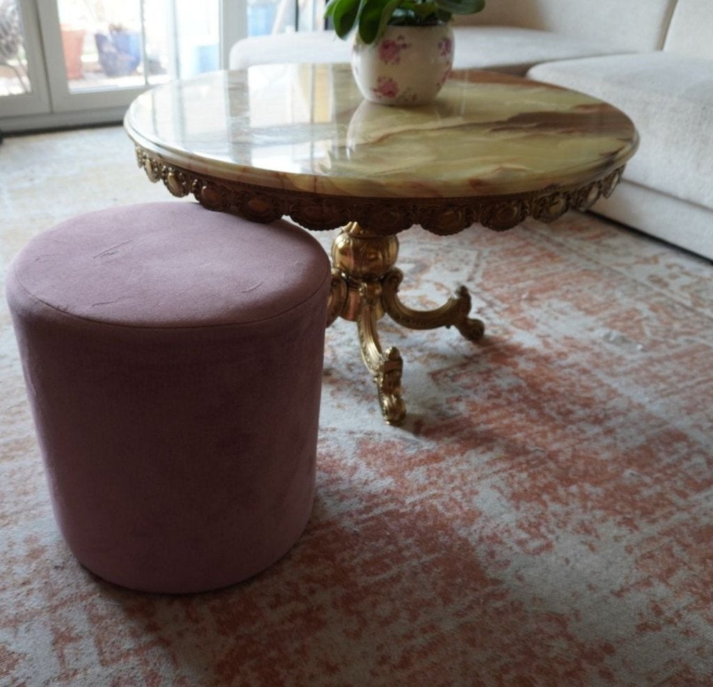 Roze poef, Ophalen, Minder dan 50 cm, Rond, Minder dan 50 cm