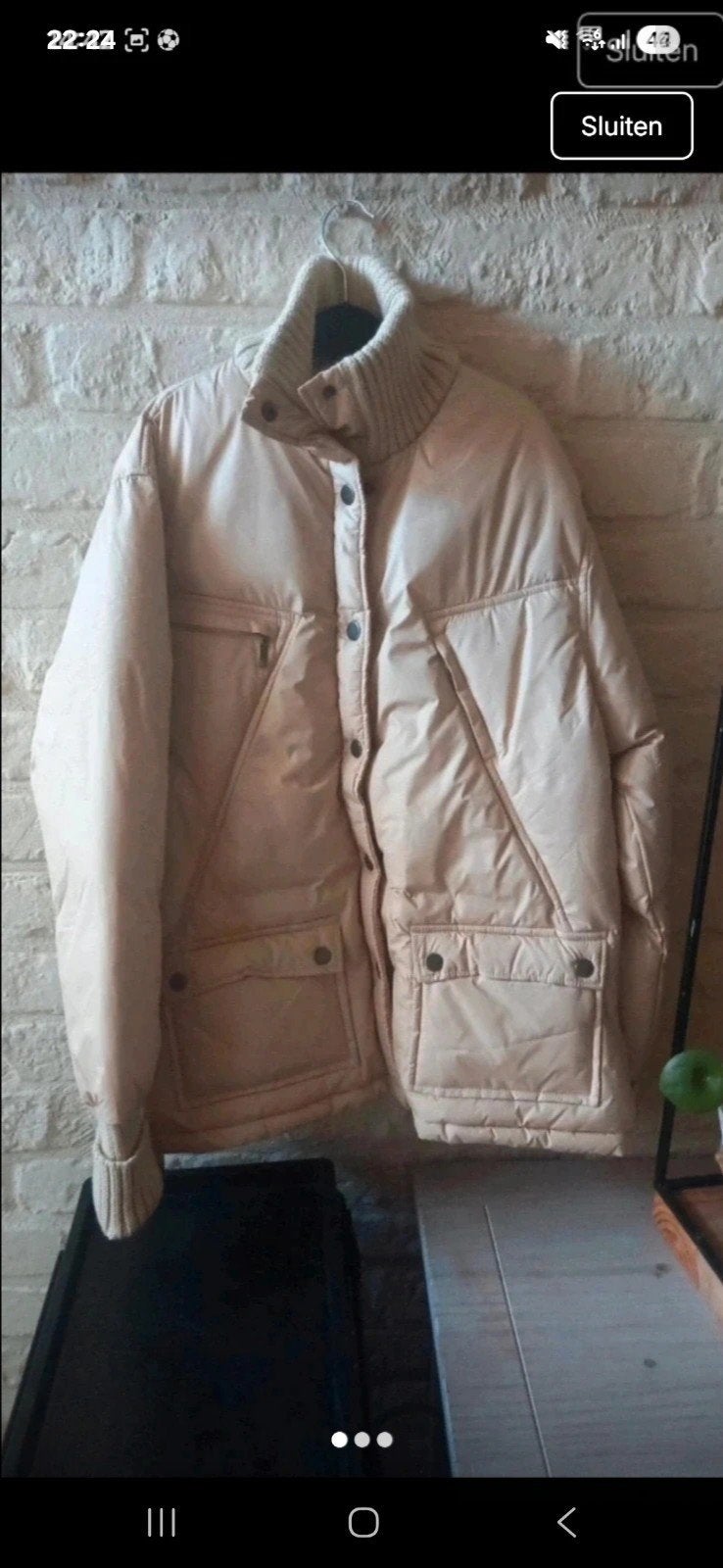 dikke jas Clara Vitti maat 44, Enlèvement ou Envoi, Beige, Porté, Taille 42/44 (L)