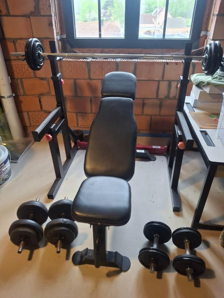 DKN: Elite Squat Rack Dip Stand En DKN ELITE BENCH, Ophalen, Zo goed als nieuw, Benen, Overige typen