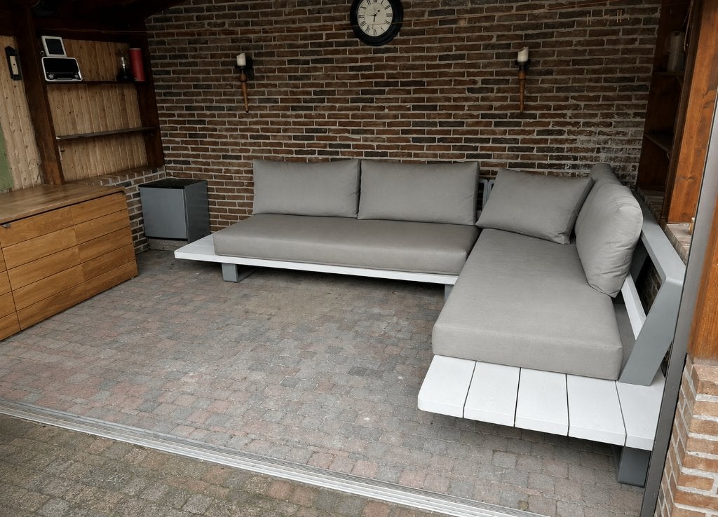 Loungeset, Tuin en Terras, Ophalen, 5 zitplaatsen, Aluminium, Zo goed als nieuw