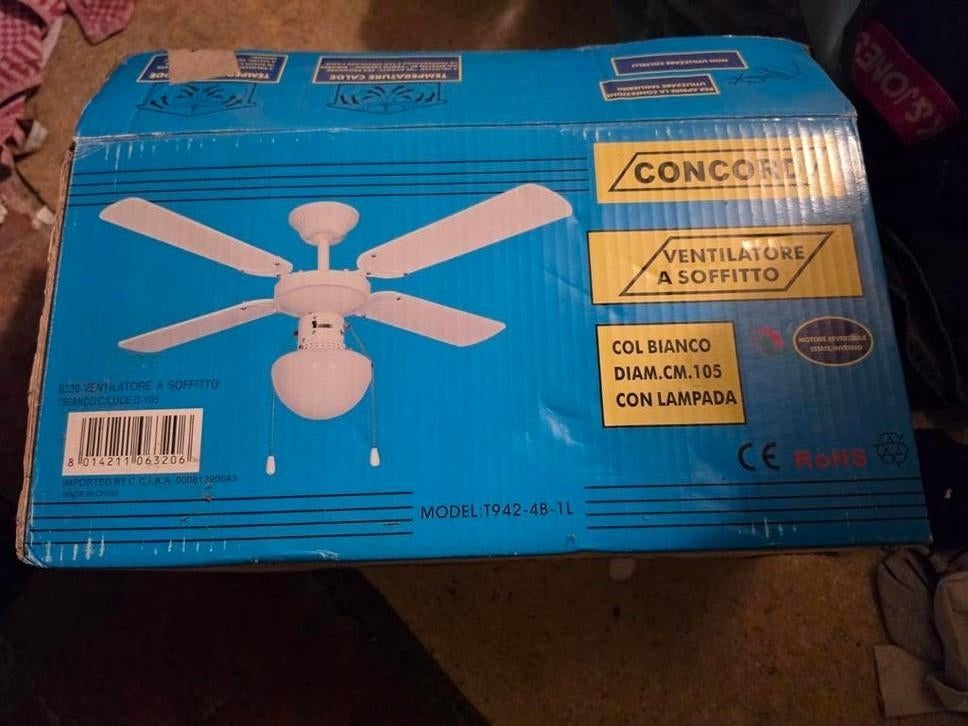 Concord plafondventilator 105 cm wit + licht, Ophalen, Plafondventilator