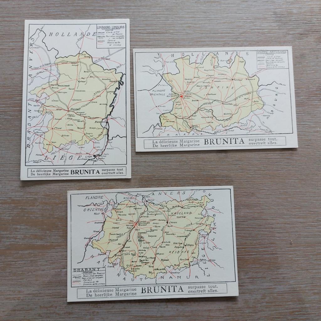 3 oude postkaarten uitgave Margarine Brunita, Verzamelen, Ophalen of Verzenden