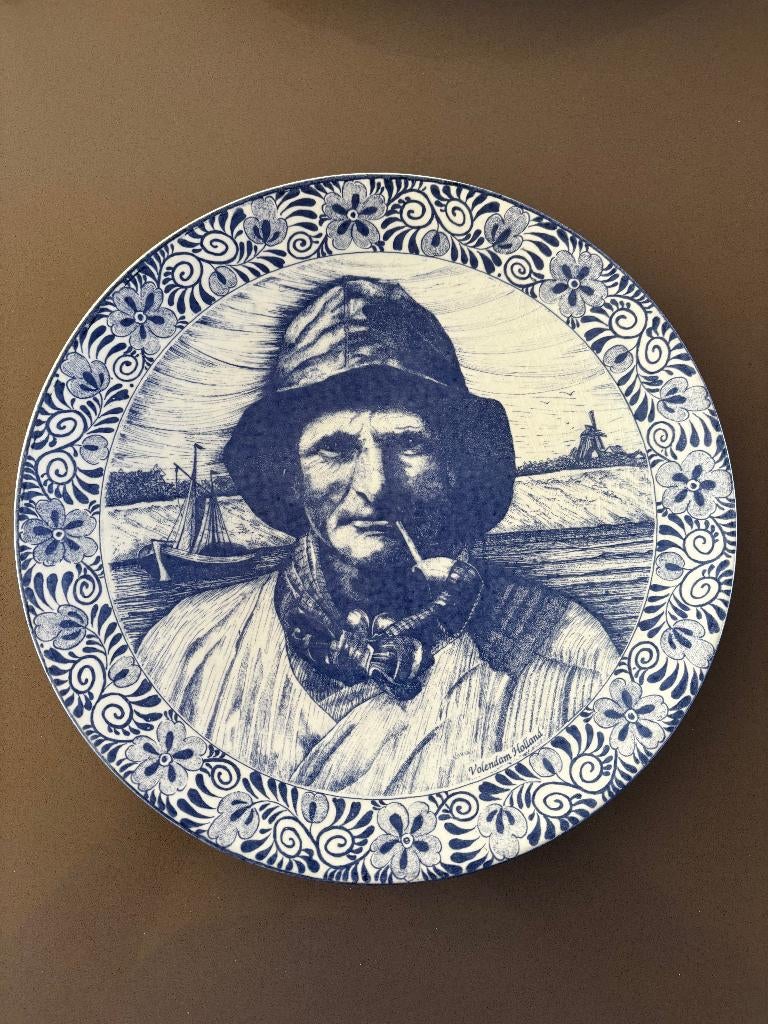 Delfts Blauw wandbord Volendam 30 CM, Antiek en Kunst, Ophalen