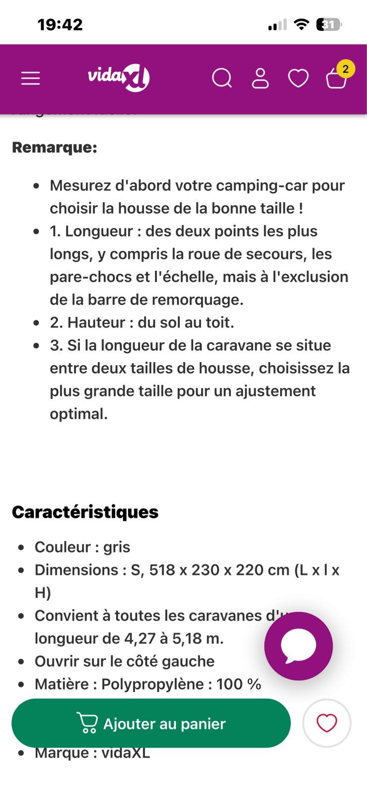 Bâche protection pour caravane