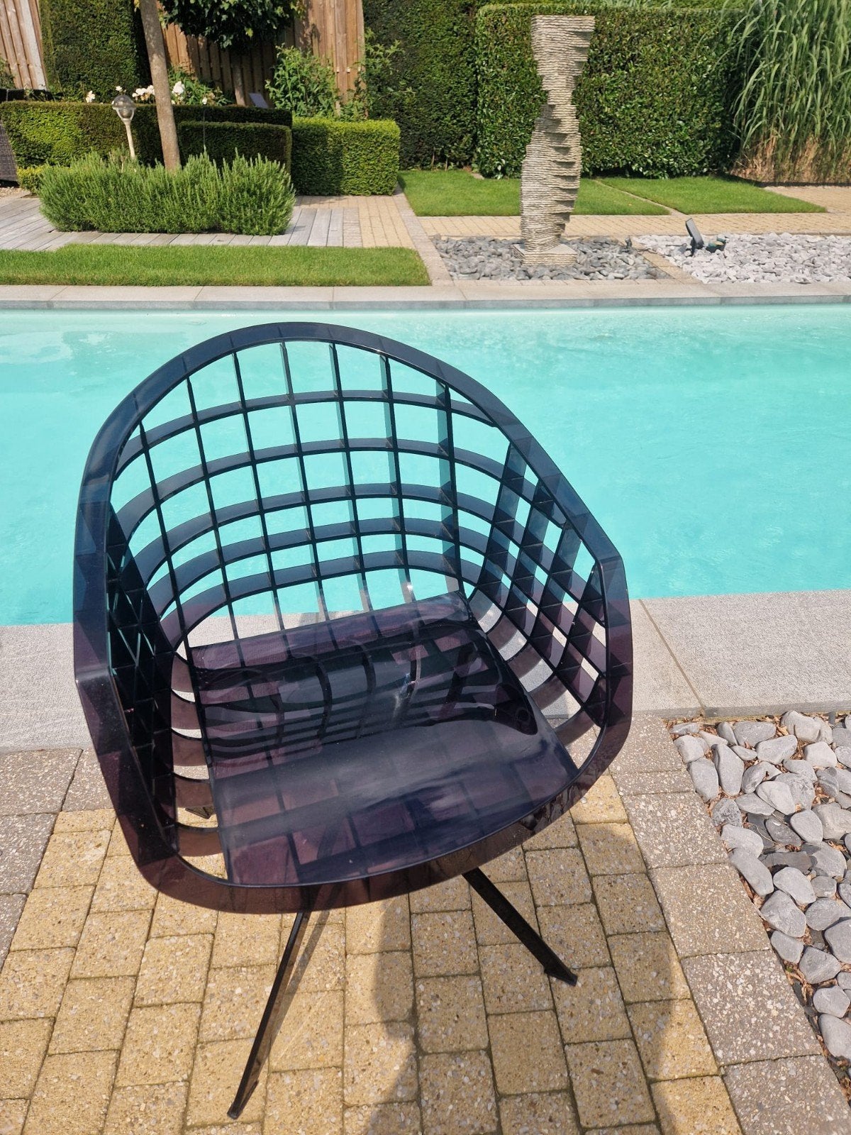 design stoelen transparant, blauwzwart, Tuin en Terras, Ophalen, Gebruikt, Plastic