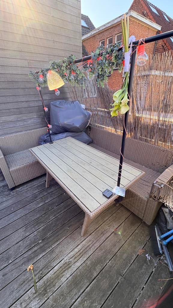Mooie stevige set, bekleding banken versleten, Ophalen, Gebruikt, Bank, Tuinset