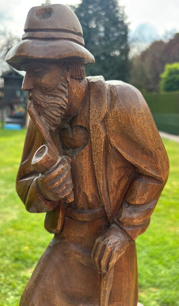 prachtig houten beeld houthakker, Ophalen, Houtsnijwerk, Handgemaakt, 20 - 50 cm