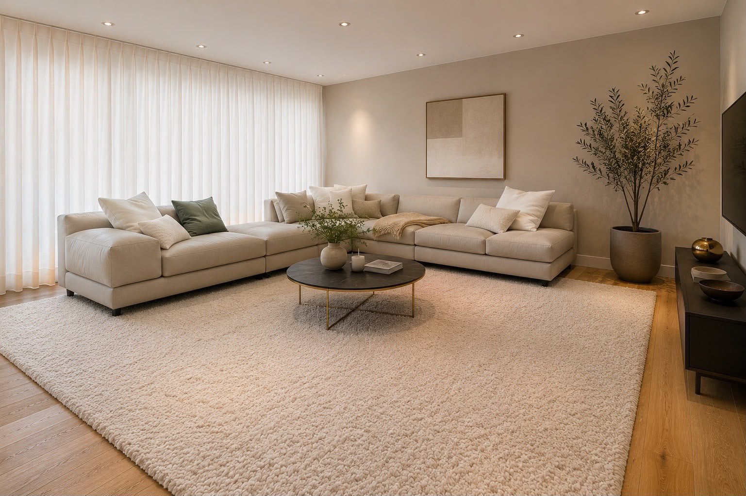 Exclusief Cunera Endless design vloerkleed;, Huis en Inrichting, Stoffering | Vloerbedekking, Ophalen, Zo goed als nieuw, Beige