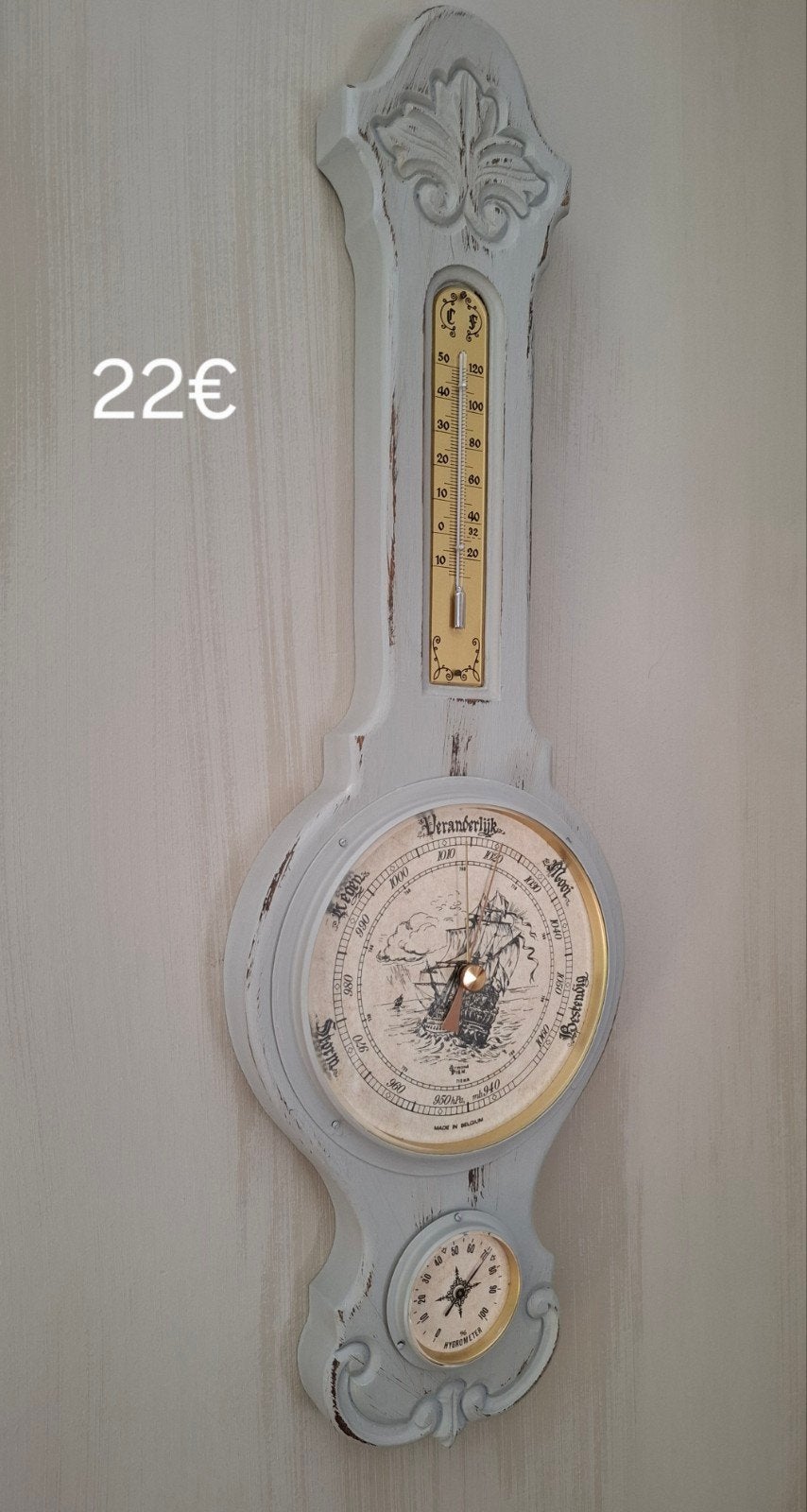 Barometer geverfd in landelijke stijl, perfecte werking., Ophalen, Barometer