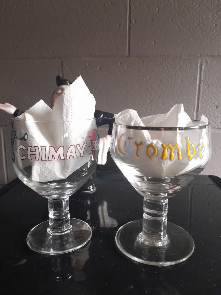 2 bierglazen CROMBE en chimay, Enlèvement