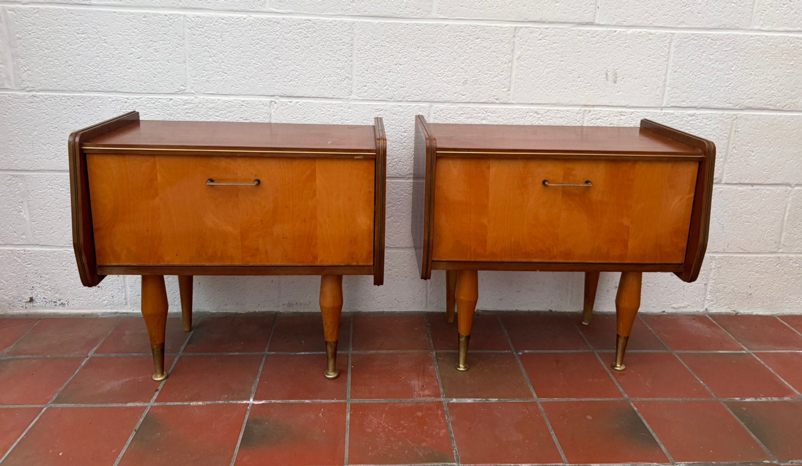 Vintage nachtkastjes, Ophalen, Gebruikt, Hout