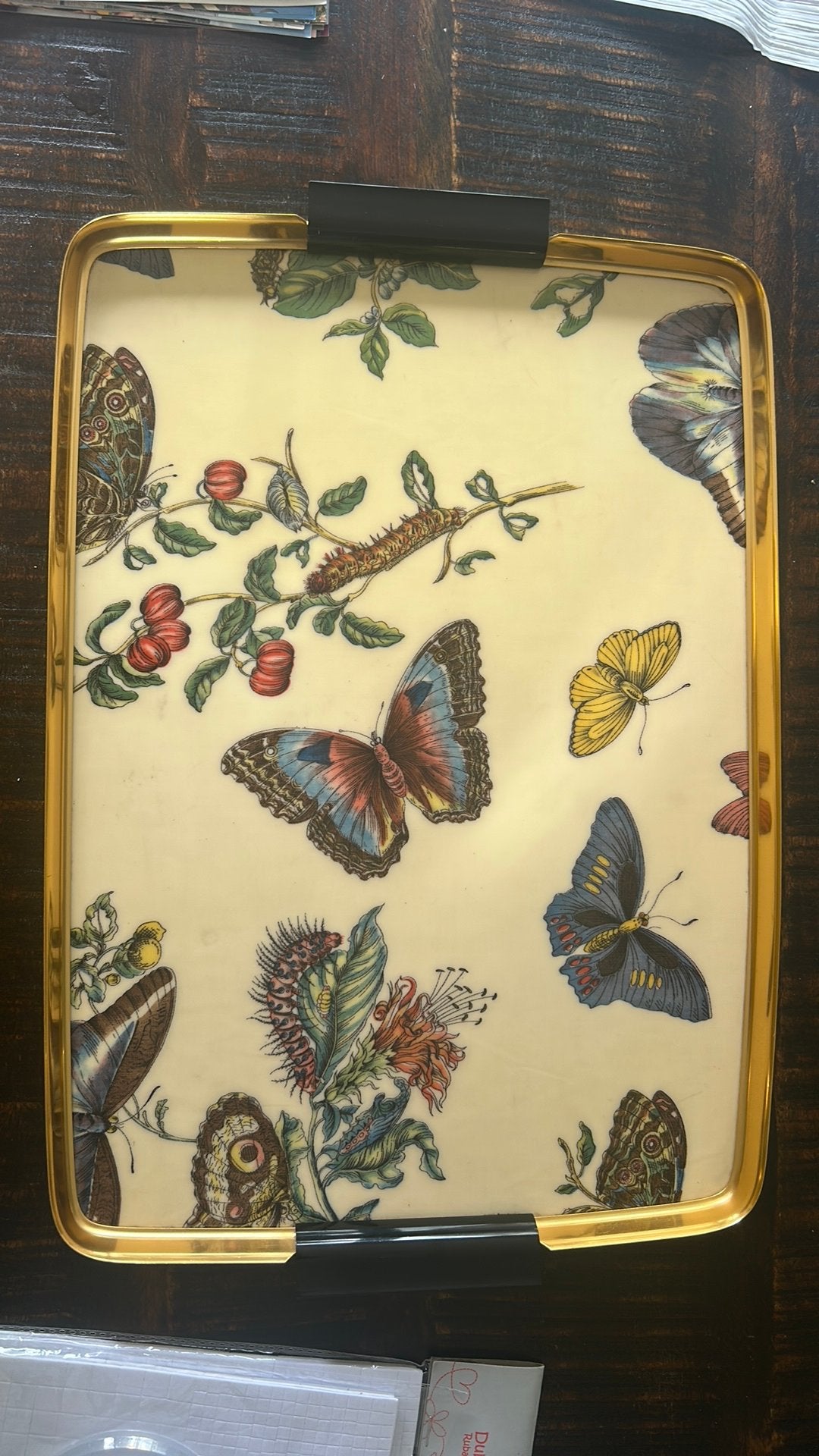 Vintage dienblad Plastofix – vlinders – 40 x 30 cm, Huis en Inrichting, Woonaccessoires | Dienbladen, Ophalen, Zo goed als nieuw