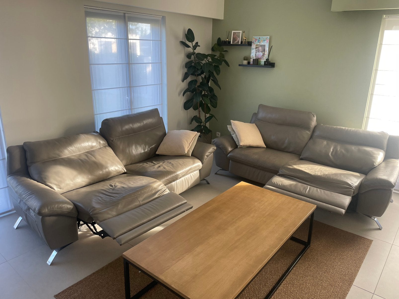 2x Natuzzi 2,5 zit, Huis en Inrichting, Ophalen, Gebruikt, Leer