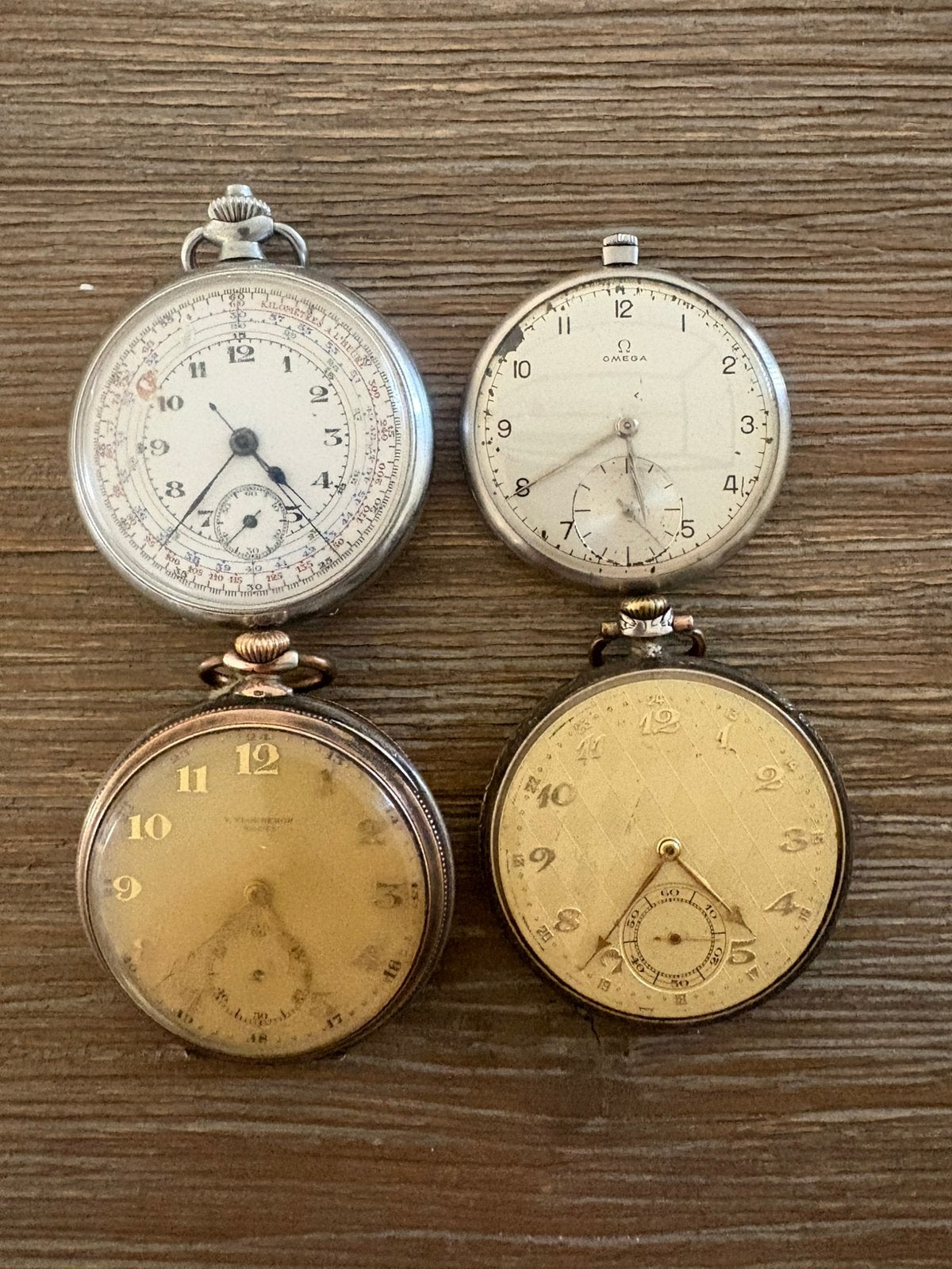 4 zakhorloges: omega en 2x0,800 zilver, Bijoux, Sacs & Beauté, Enlèvement ou Envoi, Argent, Omega