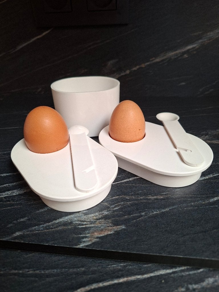 Guzzini setje eierdopjes en voorraadpotje vintage, Ophalen