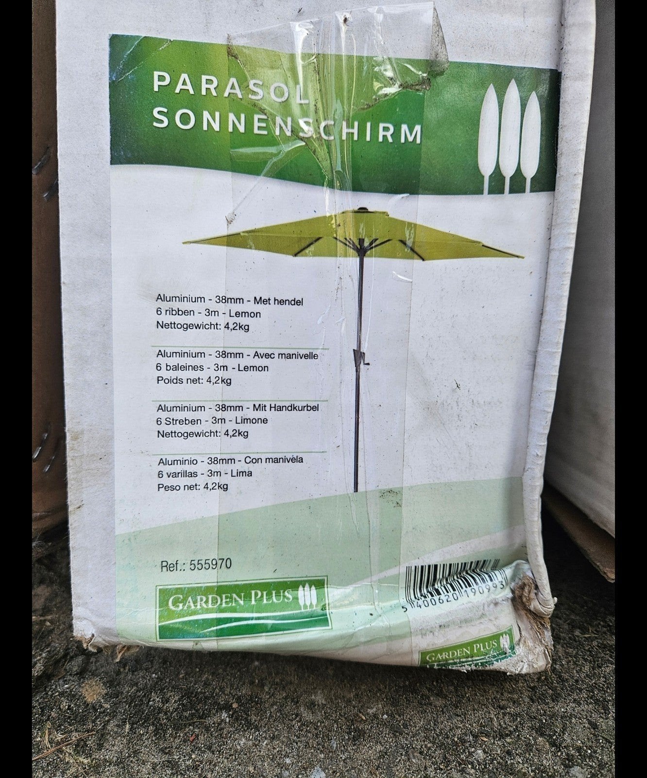 Parasol de 3 mètres de diamètre pour 35 euros Nieuwe in Hout, Enlèvement