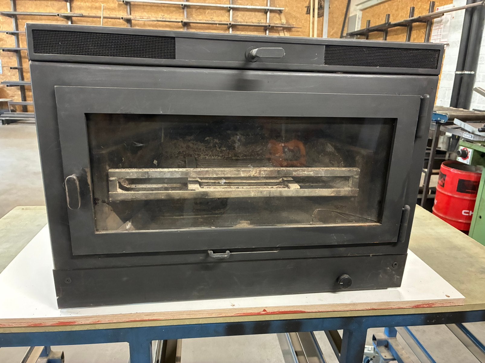Houtkachel inbouwcassette met ventilator, Ophalen, Gebruikt, Inbouwhaard, Houthaard