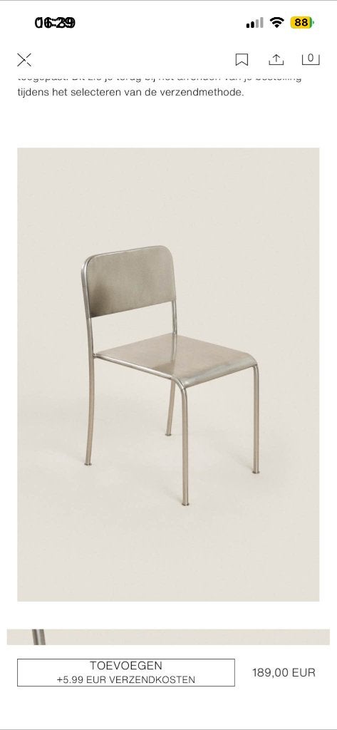 Stoelen Zara Home, Gris, Comme neuf, Enlèvement, Métal