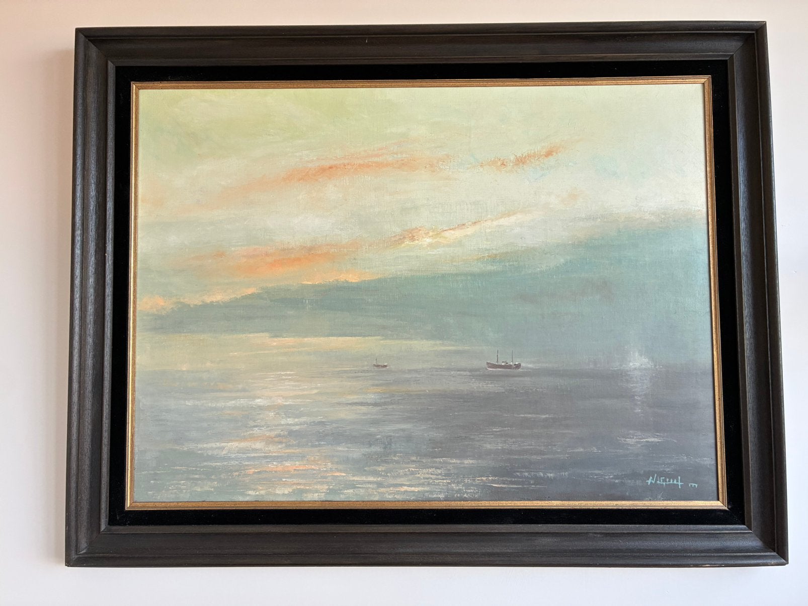 Schilderij zeezicht, Antiquités & Art, Art | Peinture | Classique, Enlèvement, Signé, Maritime / eau