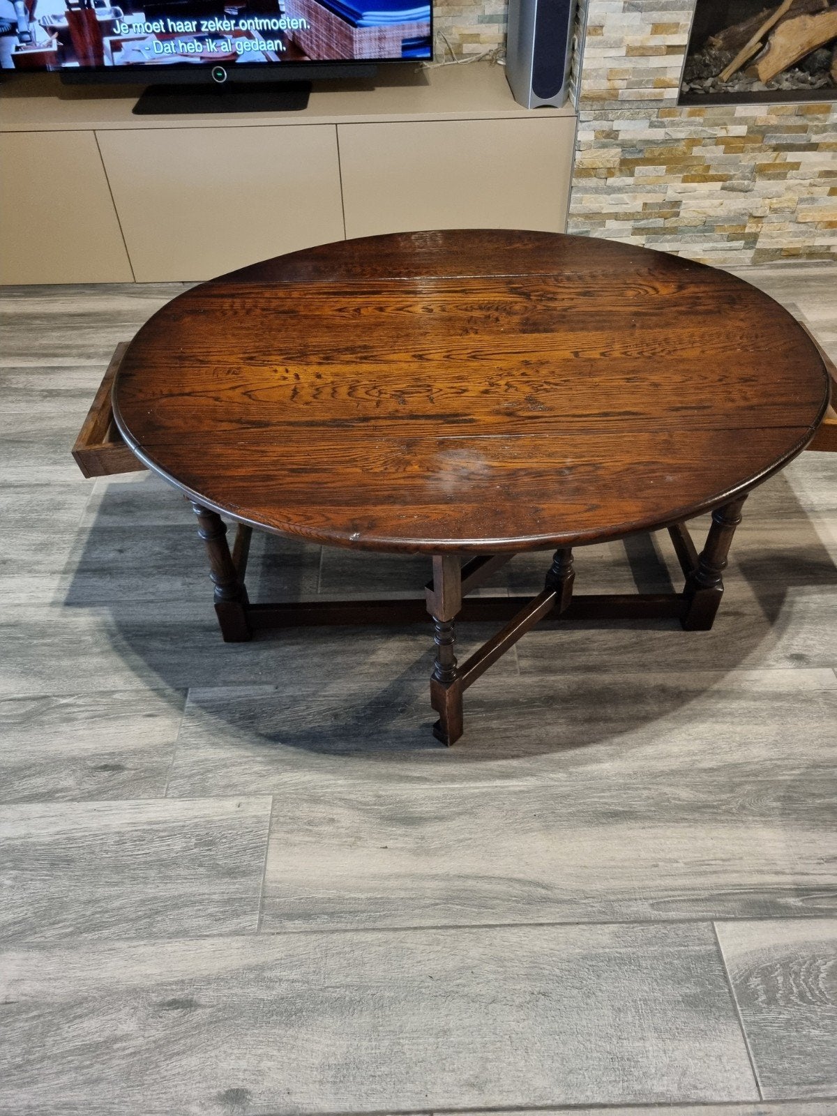 ovale eiken salontafel, Antiek en Kunst, Ophalen