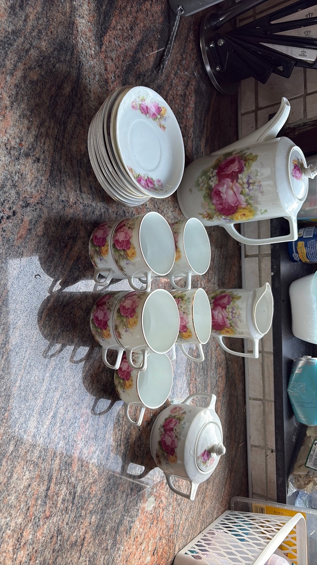 Services  a thé en porcelaine fleur, Antiquités & Art, Enlèvement