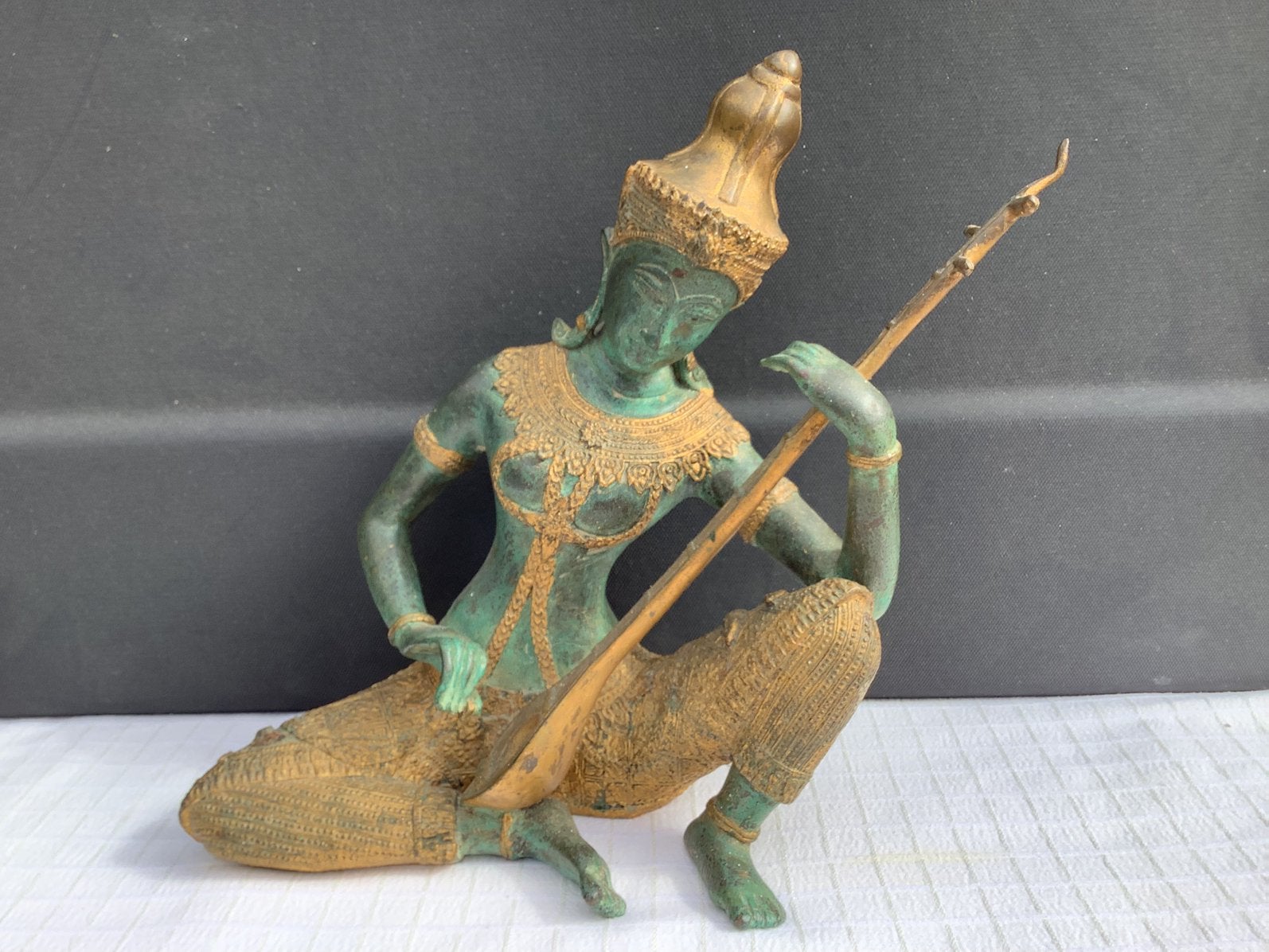 Exclusief Massief Bronzen Thais Beeld – Muzikant Prins Phra, Antiek en Kunst, Ophalen, Brons, Beeld