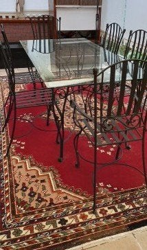 Table en verre et fer forgé + 6 chaises, Cinq personnes ou plus, Verre, Enlèvement, Utilisé