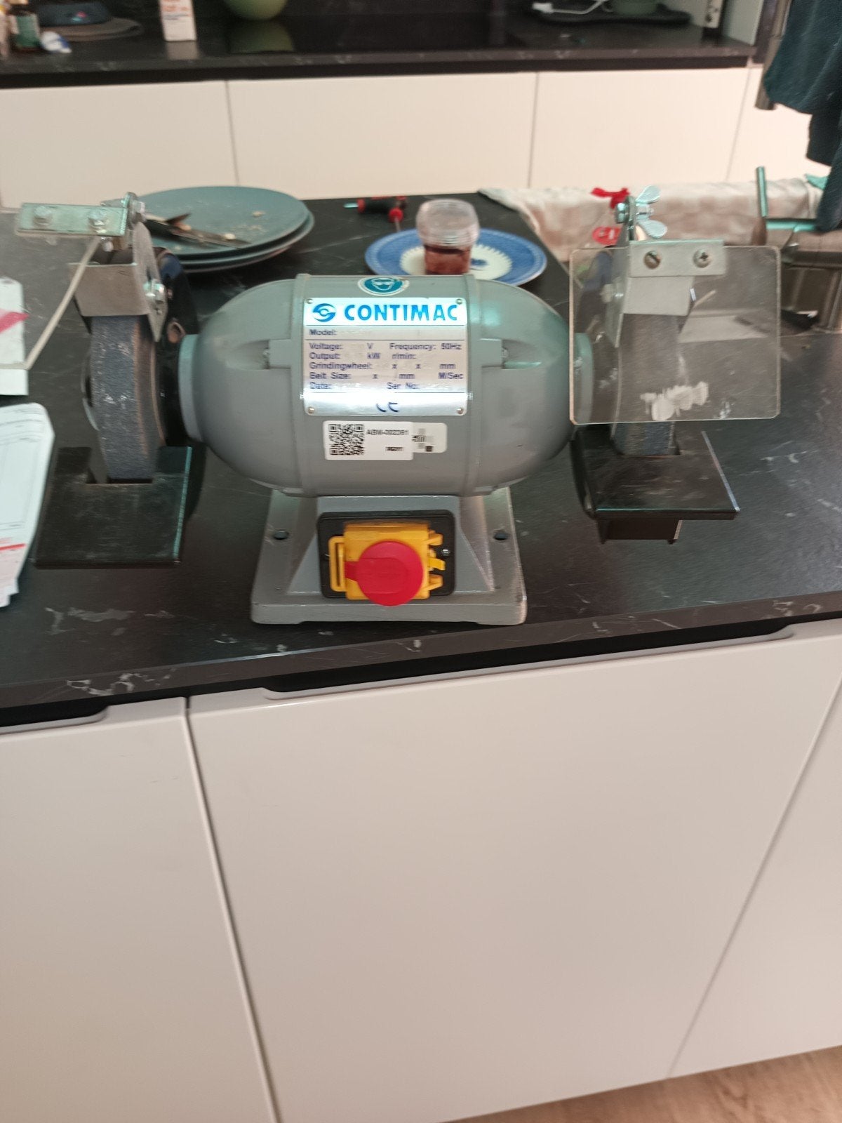 Werkbankslijper slijpmolen slijpmachine 220v ex onderwijs, Doe-het-zelf en Bouw, Ophalen