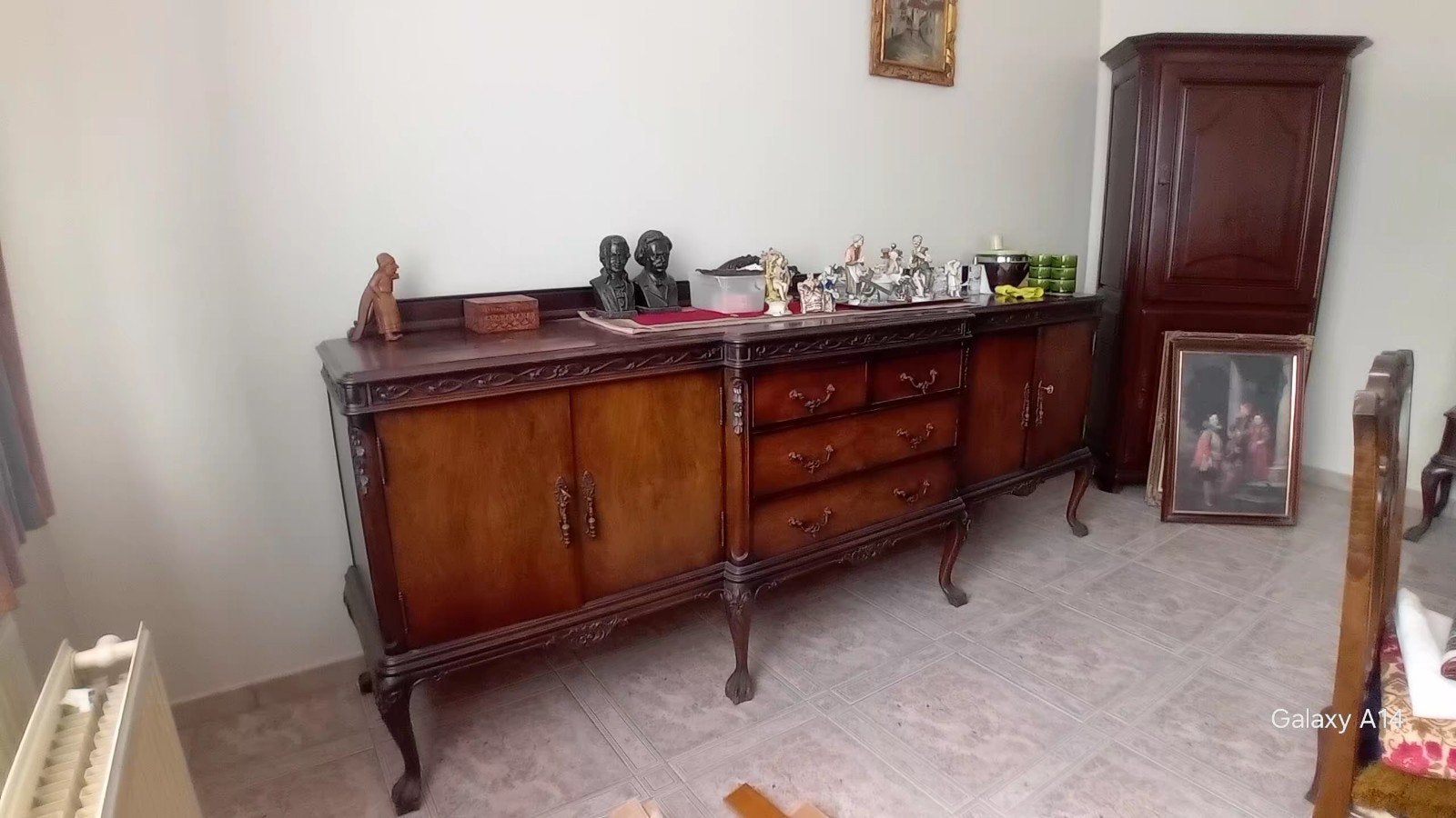 Salle à manger complète vintage bois foncé style Louis XV, Enlèvement, Verre