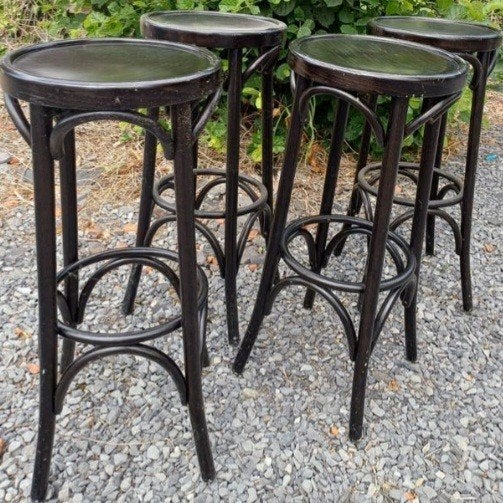 Barkrukken Thonet stijl zwart 4 stuks, Huis en Inrichting, Barkrukken, Ophalen