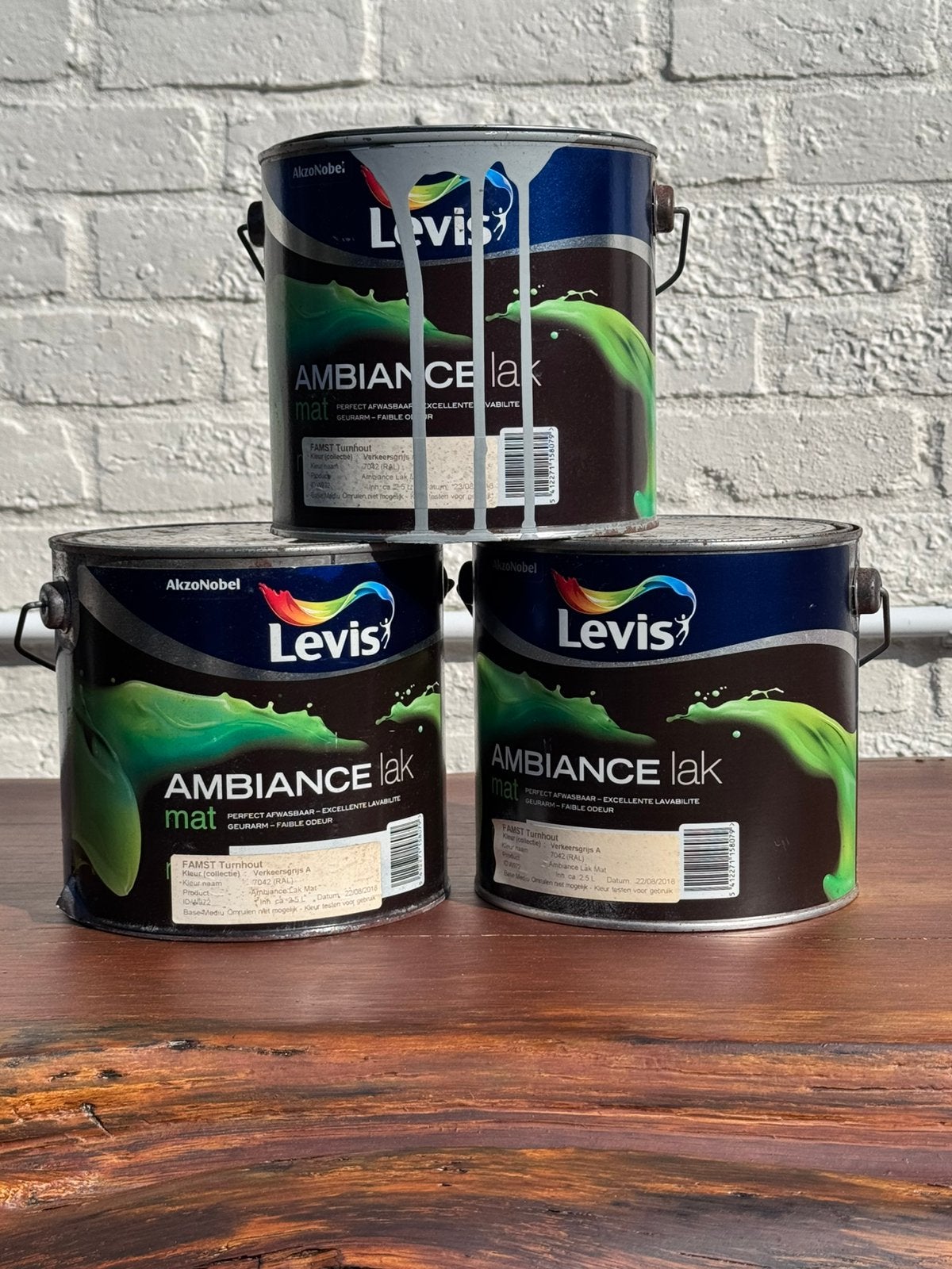 Levis een Ambiance Lak Mat RAL 7042 2x ongeopend + extra pot, Doe-het-zelf en Bouw, Verf, Beits en Lak, Ophalen of Verzenden, Nieuw