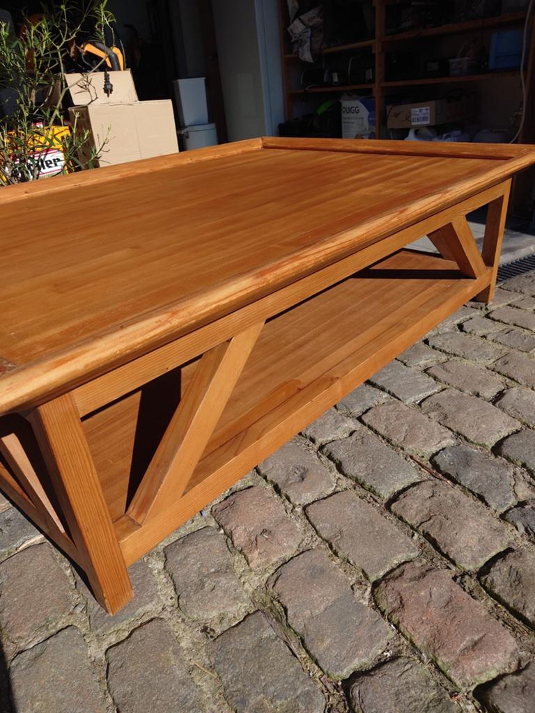Zeer grote eiken salontafel, Ophalen