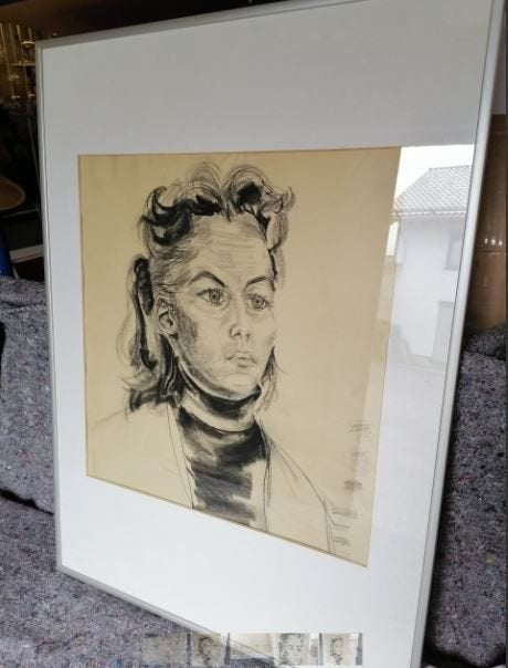 vintage tekening portret Professor Glette - München, Antiquités & Art, Art | Dessins & Photographie, Enlèvement, Dessin, Technique mixte