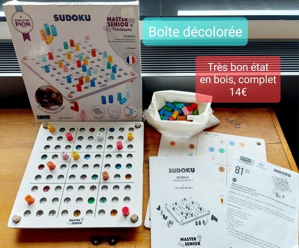 Jeu de Sudoku géant en bois, Enlèvement, Utilisé, Compter