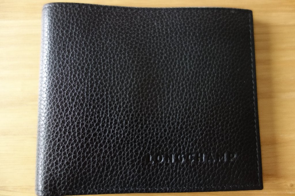 Portefeuille "Le Foulonné" noir "LONGCHAMP", Envoi, Utilisé, Noir, Cuir