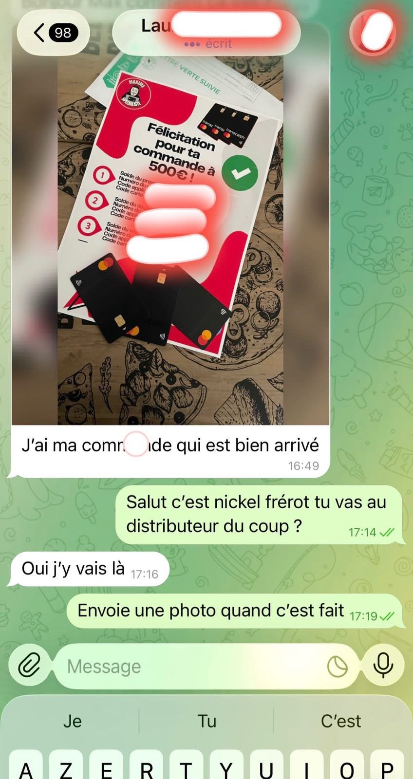 Achète ta carte transcash, Envoi