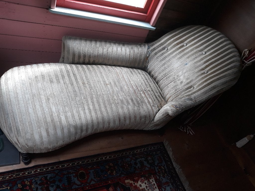 Authentieke longchair, Ophalen, Gebruikt, Stof, Antiek