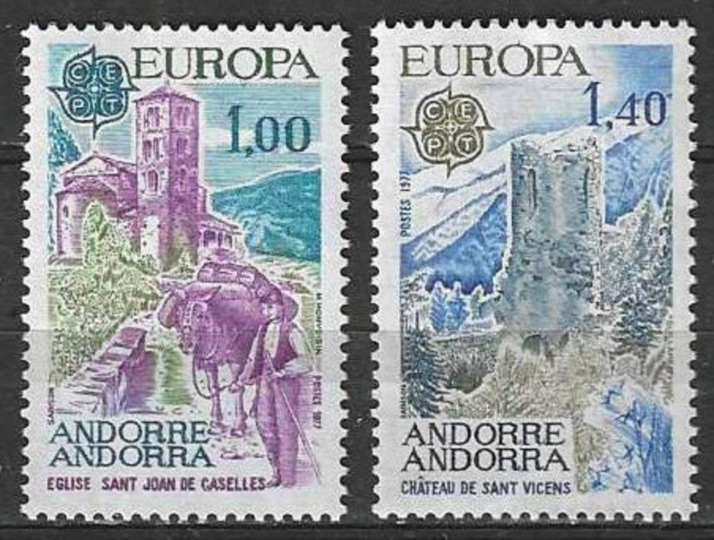 Andorra-Frans 1977 - Yvert 261-262 - Europa (PF), Verzenden, Postfris