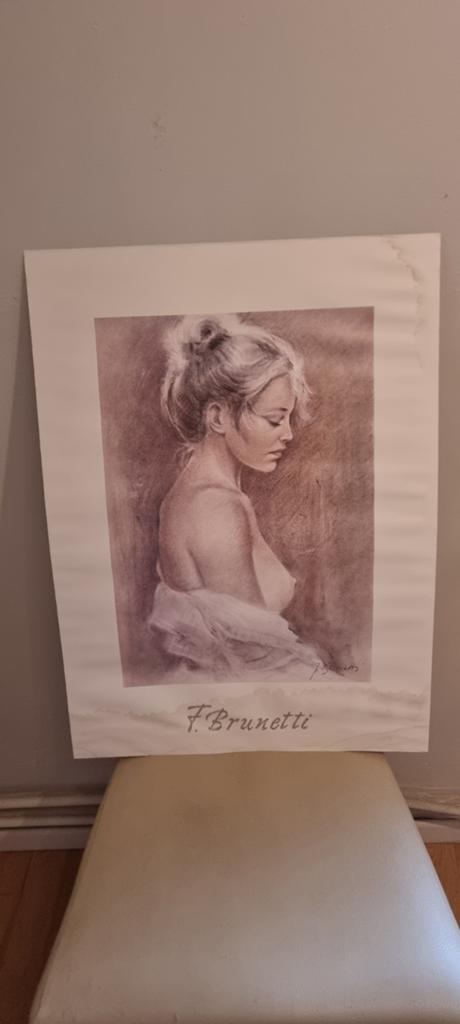 Affiche F. Brunetti - femme nue (non encadrée), Antiquités & Art, Art | Dessins & Photographie, Enlèvement ou Envoi