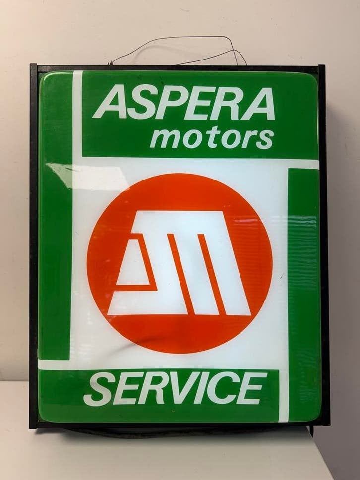 Vintage Aspera Motors Service Lichtbak - Uniek Reclamebord